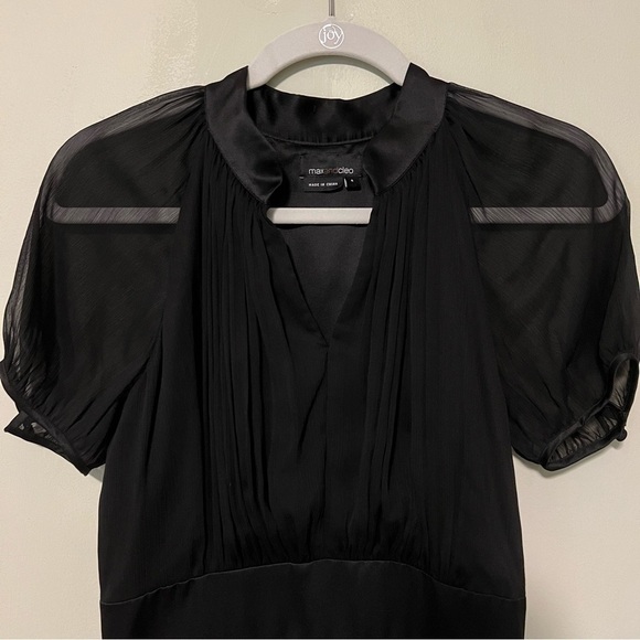 Max And Cleo Black Short Sleeve Sheer Top Geometric Bottom Cocktail Dress Size 4 - Picture 4 of 16